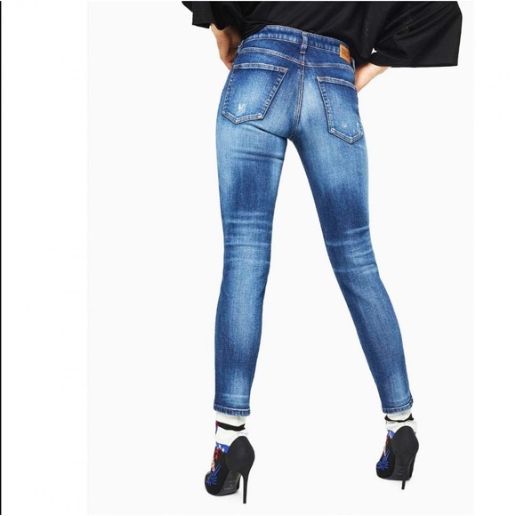 Diesel Babhila Jeans Women Blue Distressed Skinny Fit Denim Pants Tag 26x32 - Picture 2 of 11